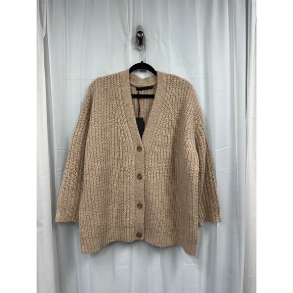 NWT Jenni Kayne (M) Oversized Taupe/Tan Wool Blend Cocoon Knit Cardigan $345 - Picture 5 of 12